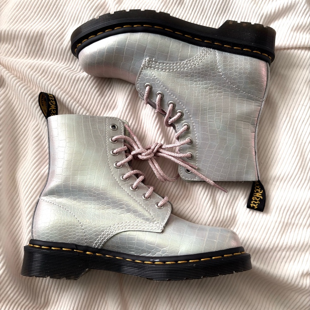 Dr. Martens 1460 pascal metallic iridescent Croc-Embossed Women's Boots